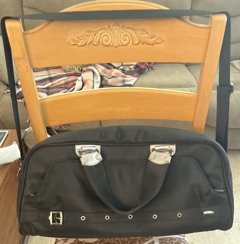 RARE HUGE TRAVELON WEEKEND TRAVEL BLACK DUFFLE BAG CARRY ON Anti THEFT RDIF EUC