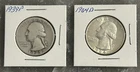 1939 P, 1964 D WASHINGTON QUARTERS, CIRCULATED, UNGRADED