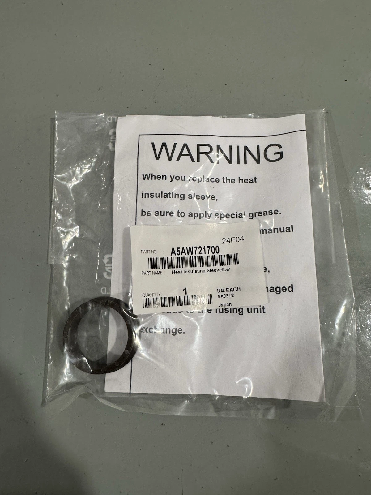 Konica Minolta Heat Insulating Sleeve/Lw A5AW721700 Brand New