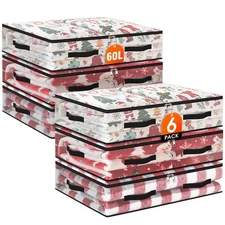 6 Pack Under Bed Storage Bags, 60L Foldable Clear Storage Containers with Han...