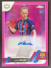 Keira Walsh 2022-23 Topps Chrome UWCL Pink Prism Refractor Auto RC /150 #A-KW