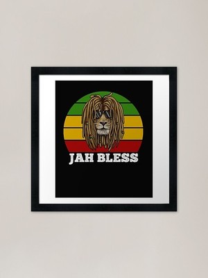 Jah Bless Red Sunset, Rasta Lion, R gerahmtes Wandbild Poster Leinwanddruck Bild
