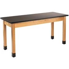 NPS 24x54" Modern Solid Ash Wood Science Lab Table with Chem-Res Top in Black