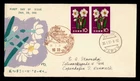 DR WHO 1961 JAPAN FDC FLOWER PAIR TO DENMARK M81197