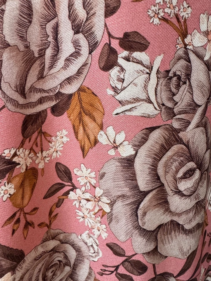 Viscose Krepp 2 Mtr x 1,50 Rosen Lachs Creme Braun Italien - Bild 3 von 3