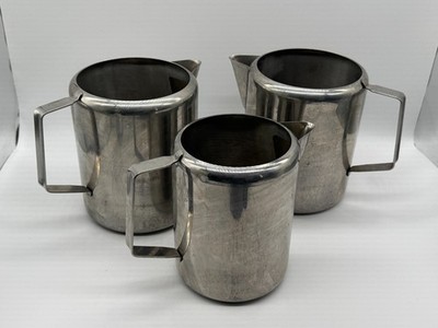 Vintage Gewerbe Gastronomie 18/8 Edelstahl Milchkännchen 3er Set Metall