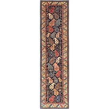 4'2"x17'9" Midnight Blue Northwest Zoroastrian Hand Knotted Wool Runner Rug 1636