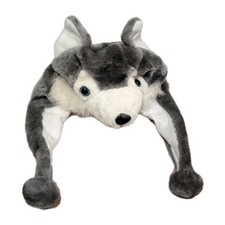 Kids Youth Plush Dog Wolf Animal Gray Hat