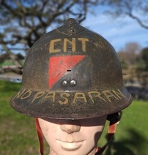 SPANISH CIVIL WAR FRENCH M 26 ANARCHIST CNT NO PASARAN HELMET ANTIFRANQUISTA