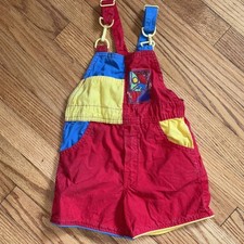 Vintage Oshkosh Overalls 4T Color Block Unique Design Construction Look