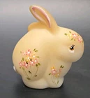 Fenton Art Glass Hand Painted Custard Glass Bunny signed by Enoch