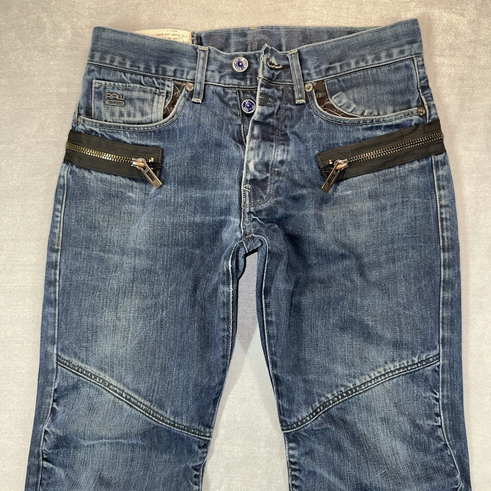 Pantalones de mezclilla G-Star Raw para hombre 31X32 Plus Sudden rectos lavado oscuro bolsillos con cremallera Foto 3 de 4