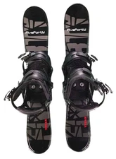 Snow Blades Skiboards 3 Strap Snowboard Bindings Titan Black 75  Risers  New