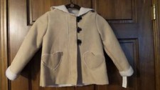 NWT WONDERKIDS Tan faux suede coat Hood Sherpa lining Heart pockets Girls 4T