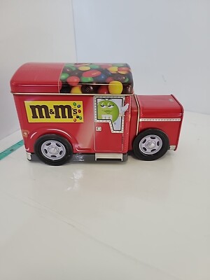 M&M Vtg 1999 Candy Tin Container Truck Moving Wheels Collectible Decor Nick Nack