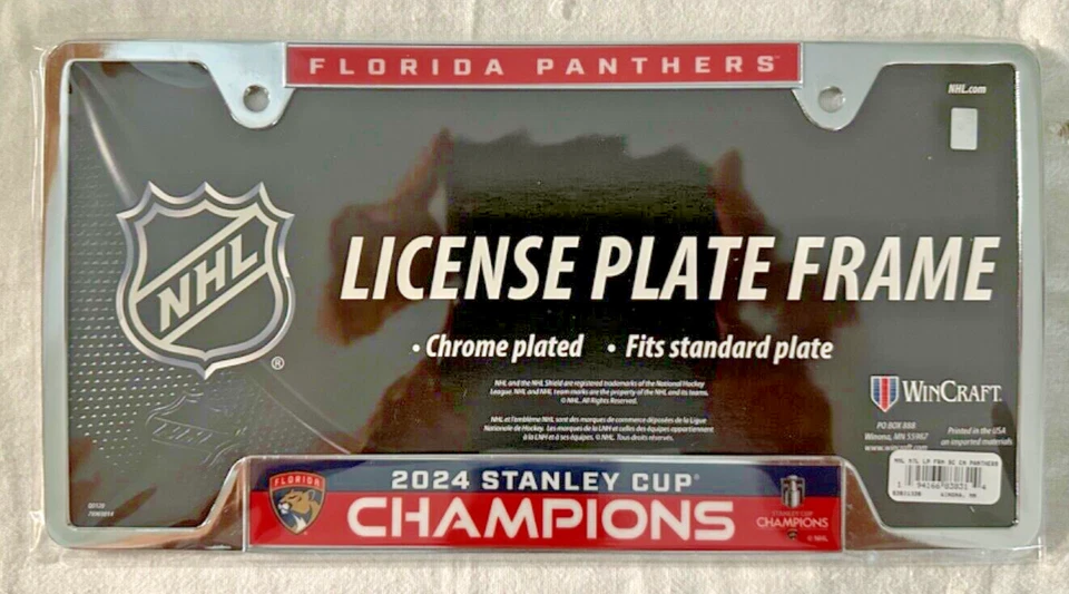 Florida Panthers METAL CHROME LICENSE PLATE FRAME 2024-25 STANLEY CUP CHAMPIONS - Image 2 of 3