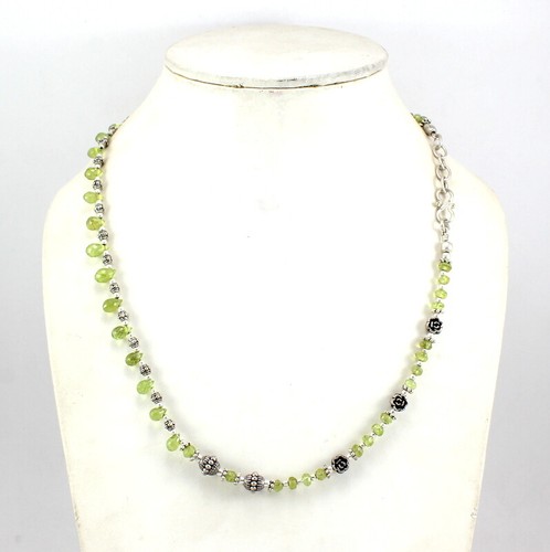 Necklace Natural Peridot Gemstone Handmade Semi Precious Stone Beads Jewelry - Picture 2 of 2