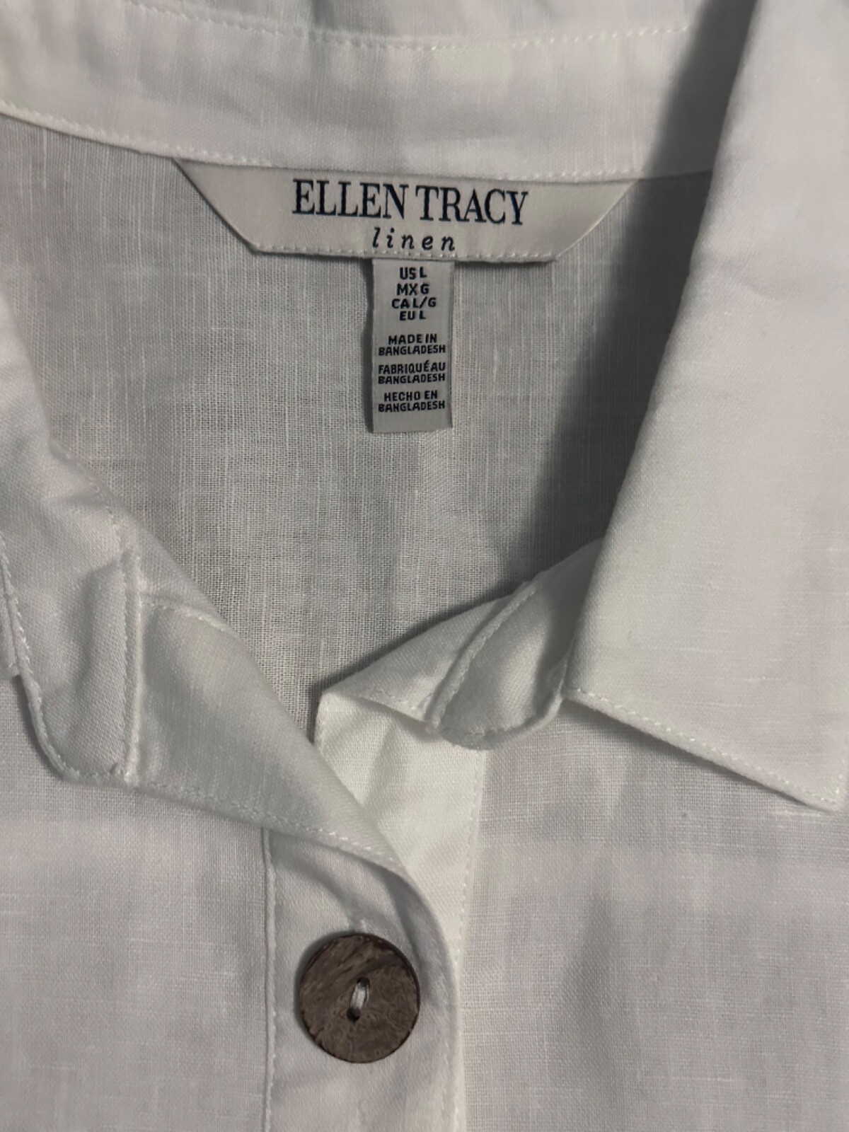 Ellen Tracy Solid White 1/2 Button Collared Blous… - image 6