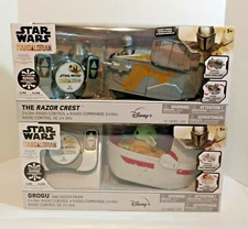 New Star Wars The Mandalorian Grogu Hover Pram & The Razor Crest Remote RC