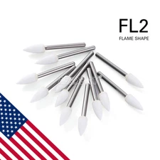 12pcs AZDENT Dental White Stone Polishing Burs FG Abrasion Flame Mounted FL-2
