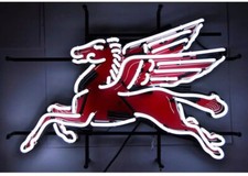 20"x16" Mobilgas Pegasus Flying Horse Neon Sign Lamp Light With HD Vivid Bar LY