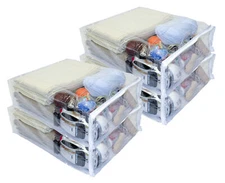 4-Pack Heavy Duty Vinyl Zippered Closet Storage Bags (Clear) 15" x 18" x 5"