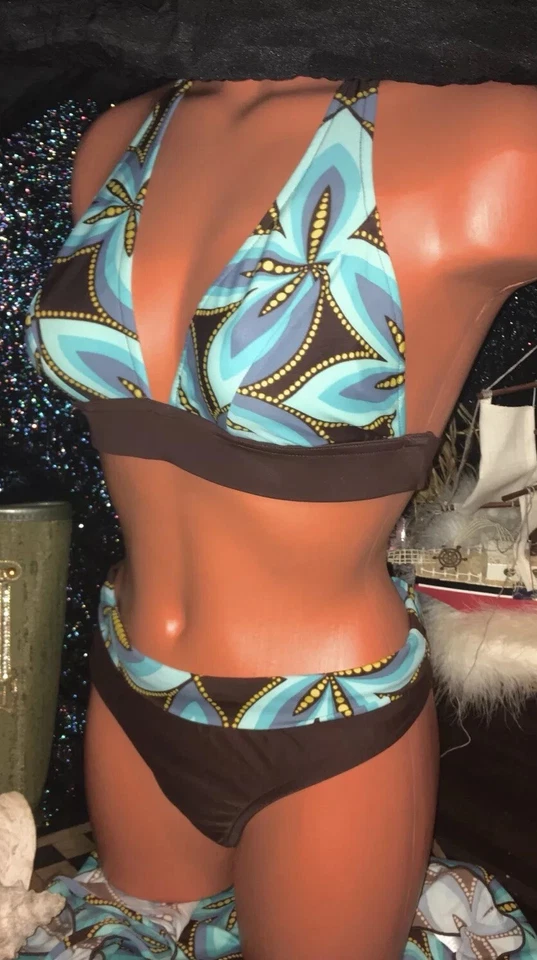 Venus Sexy Turquesa Aqua Estrella de Mar Halter A B Traje de Baño Conjunto M Ruche Bikini 4 S Foto 2 de 4