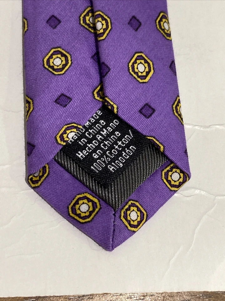 NUEVO Vestido Vince Camuto Hombres Algodón Púrpura y Dorado Diamante Corbata 3" Ancho Foto 4 de 4