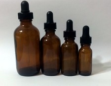 NEW Boston Round Amber Brown Glass Bottle with Dropper 1/2,1,2,4 Oz half ounce