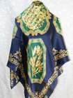 New 100% Charmeuse Silk Scarf  Green Navy Blue European Style - last one — photo 3