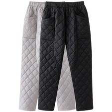Women Quilted Padded Pants Elastic Waist Puffer Trousers Winter Warm Pants