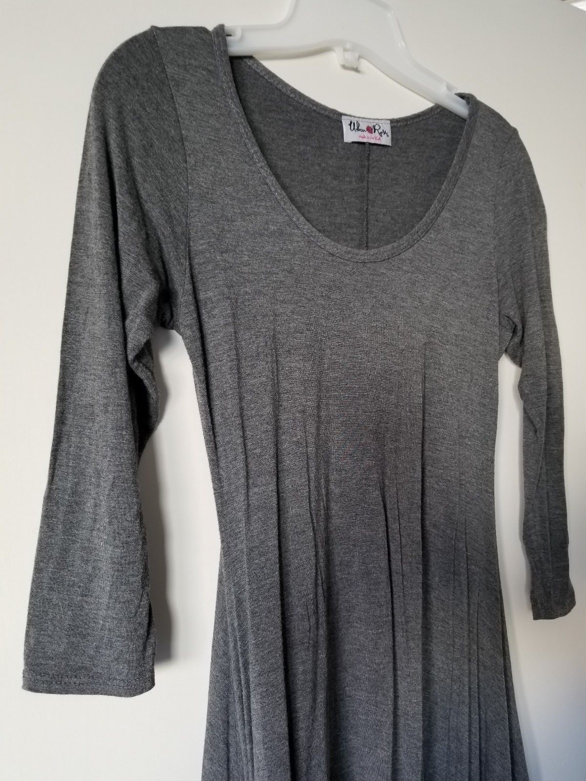 Urban Rose Basic Solid Gray 3/4th Sleeve Dress Si… - image 5