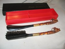 vintage brush and shoehorn set with horse heads
