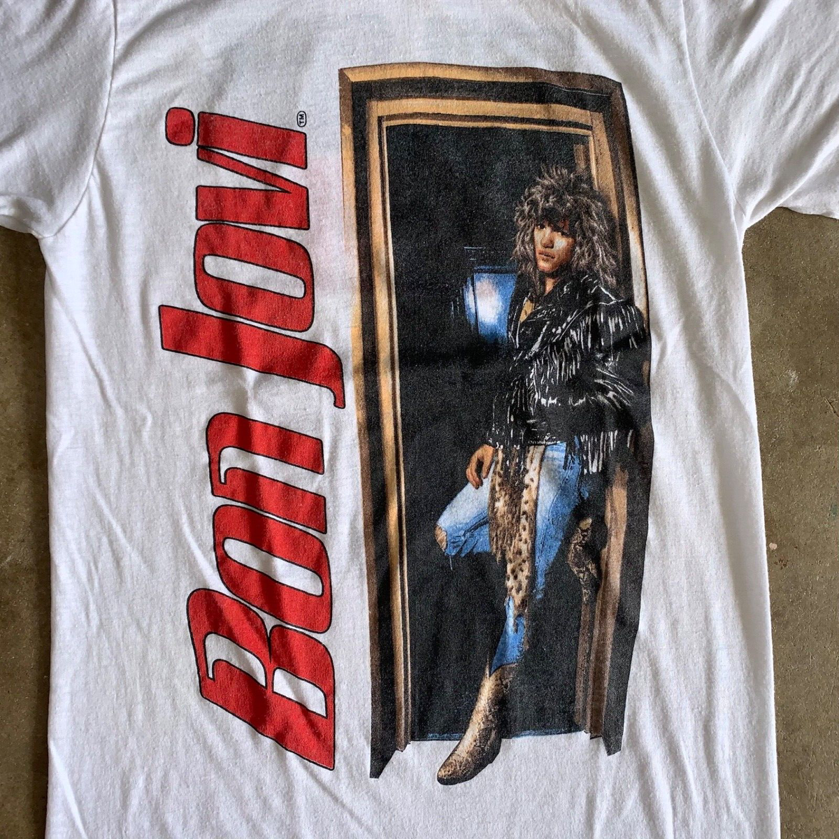 1980s VINTAGE 80s BON JOVI ROCK BAND T-SHIRT 