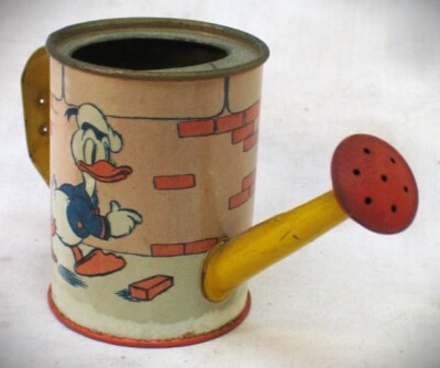 Vintage OHIO ART Tin Litho 1938 Disney Donald Duck Toy Watering