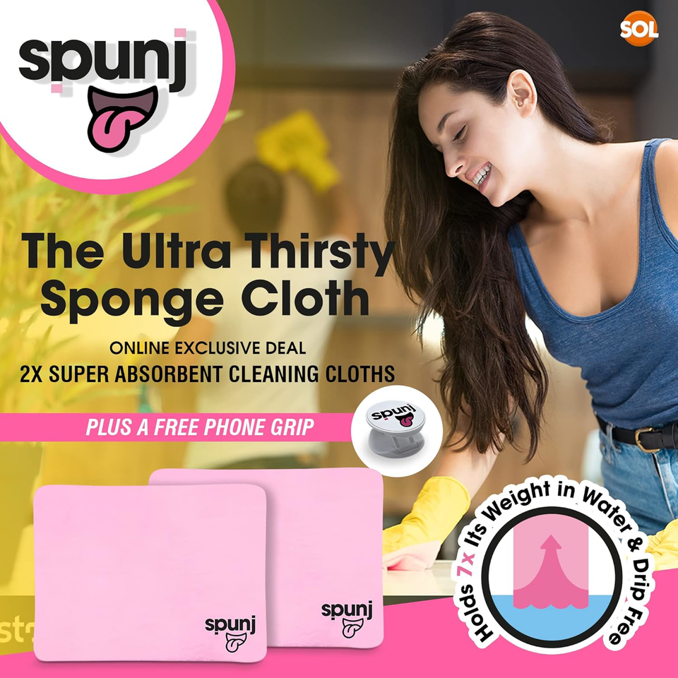 Spunj 2pk The Ultra Thirsty Sponge Cloth Pink | Super Absorbent ...