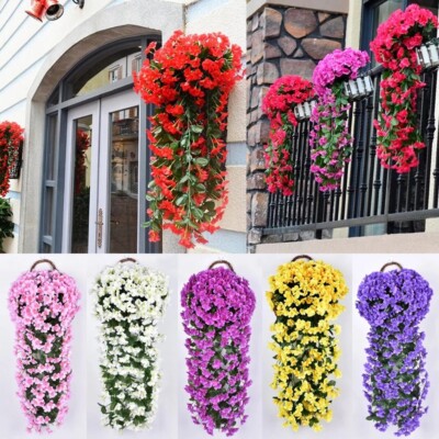 Kunstblumen Künstliche Violett Girlande Hängend Blumen Hängepflanzen