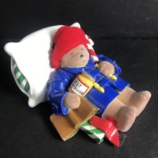 Vintage Sleeping Paddington Bear Christmas P  Co Ltd 1998 Resin Flocked 5  