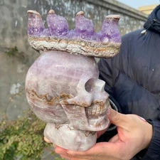 4.4lb Natural agate amethyst hand-carved sculpture quartz crystal specimen