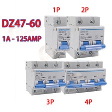 Circuit Breaker 1P 2P 3P 4P Circuit Breaker Type C DZ47-60 AC 1AMP - 125AMP