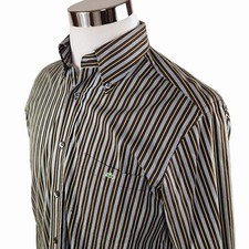 LACOSTE Mens Plaid Stripe Long Sleeve Shirt Size 40 Casual Regular Fit