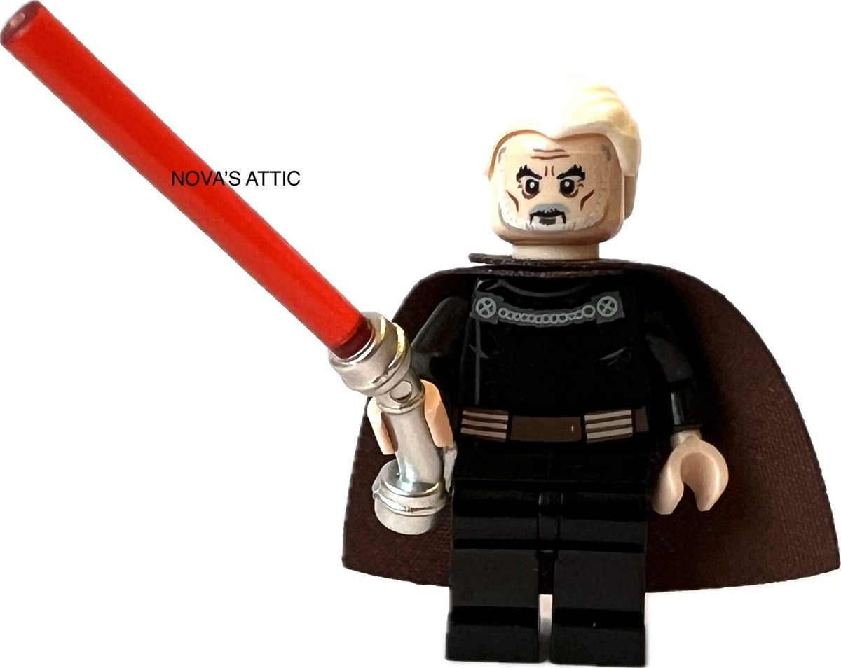 Star Wars Count Dooku Minifigure with Curved Lightsaber quality cape
