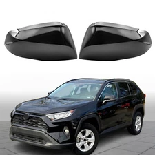 For 2019-2024 Toyota RAV4 Exterior Side Wing Mirror Cover Cap Gloss Black