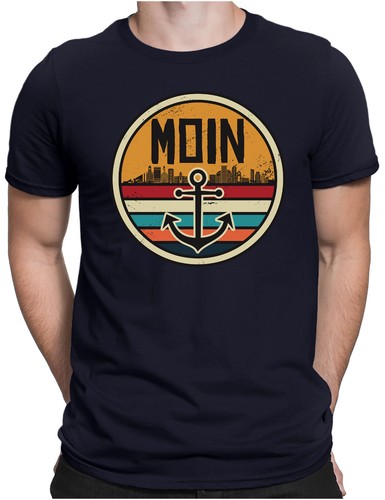 Moin | Herren Fun T-Shirt S bis 4XL | Anker Retro Hamburg Hafen Spruch Sailor - Picture 6 of 15