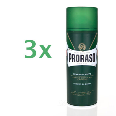 PRORASO Rasierschaum Spender Eukalyptusöl & Menthol 3x 400ml 