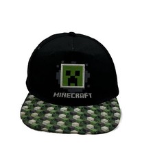 Minecraft Snap Back Hat Cap One Size 2021 Game Creeper Logo Black