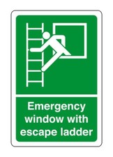 Emergency window with escape ladder - safety sign - for indoor/outdoor usage PV