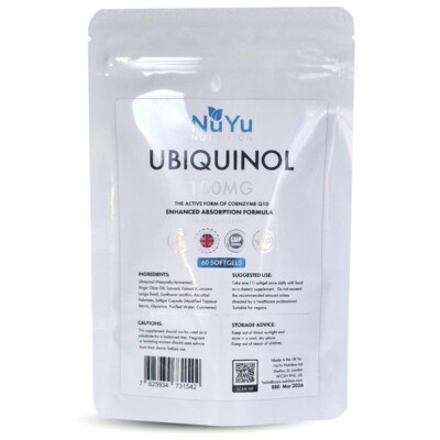 Ubiquinol 100mg pro Softgel (Bioverfügbar Q10) Verbesserte Absorption Formel Vegan