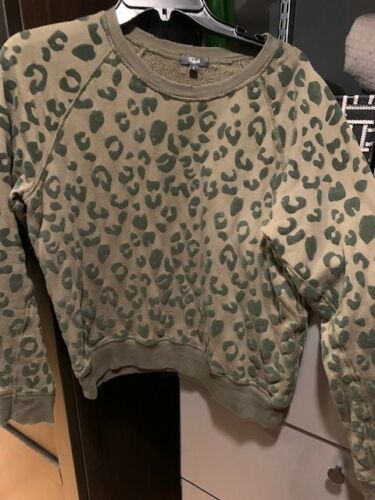 Rails Theo Sweatshirt Flocked Olive Leopard Size S