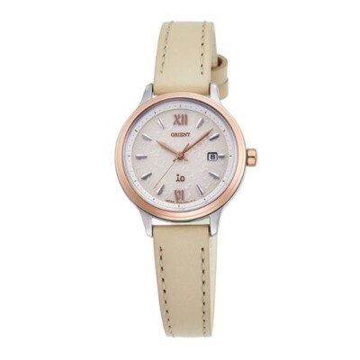 ORIENT iO Natural & Plain RN-WG0421S Solar Leather Band Watch New + Box & Paper